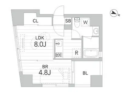 GRANDUO神楽坂II(1LDK/9階)の間取り写真