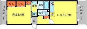 ALPORTO(1LDK/1階)の間取り写真