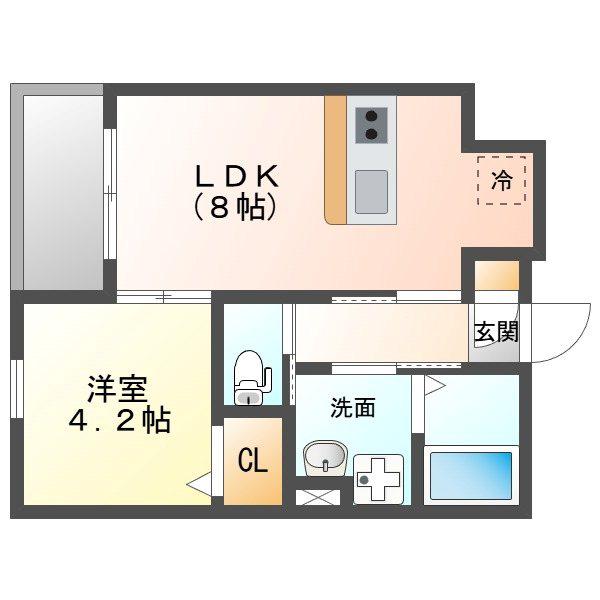 LA PRIMAVERA 平針(1LDK/1階)の間取り写真