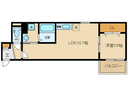 EIJU小山(1LDK/1階)の間取り写真