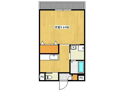 SKビル(1K/2階)の間取り写真