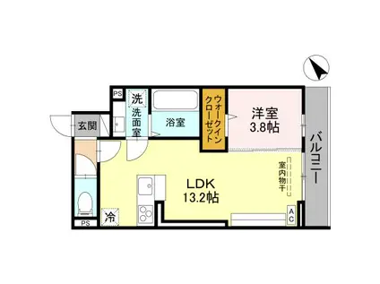 D-ROOM川端町 303(1LDK/3階)の間取り写真