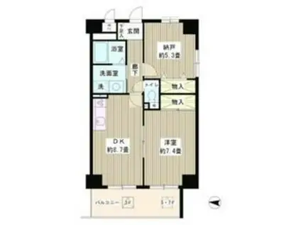 ウイングスハイ亀戸(1SDK/7階)の間取り写真