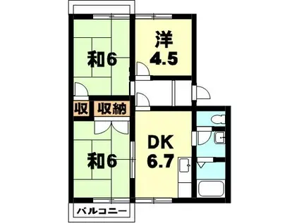 ハイツウイング平井(3DK/2階)の間取り写真