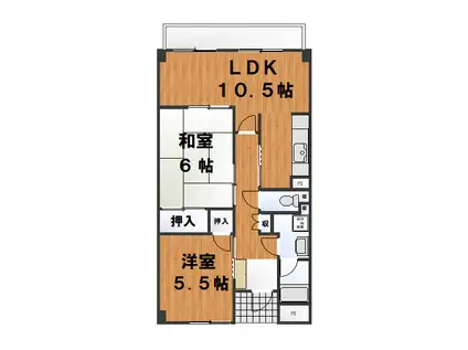 エクセル壱番館(2LDK/2階)の間取り写真