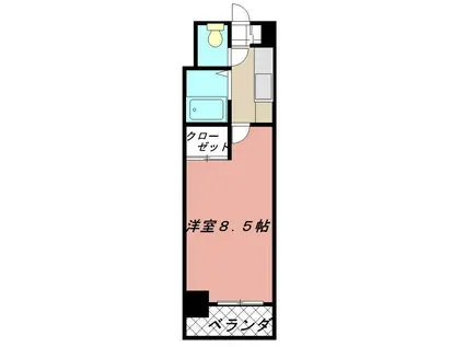 アリビオ折尾(1K/2階)の間取り写真