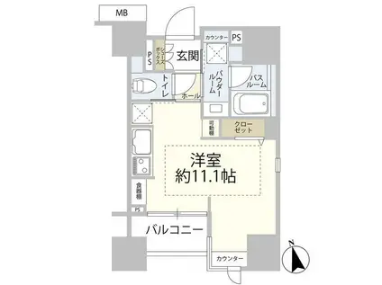 ベルジェンド文京千駄木ノーブル(ワンルーム/11階)の間取り写真