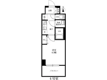 アルティザ江坂(1K/6階)の間取り写真