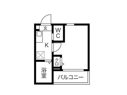 フェリシテ大崎(1K/2階)の間取り写真