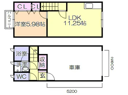 アウトリメッサ A棟(1LDK/1階)の間取り写真