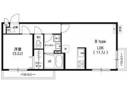 リブリ・ボナール(1LDK/2階)の間取り写真