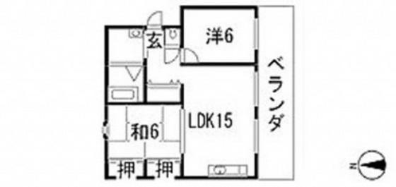 セントラル庚午第1マンション(2LDK/1階)の間取り写真