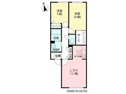 アシューム出水(2LDK/1階)の間取り写真