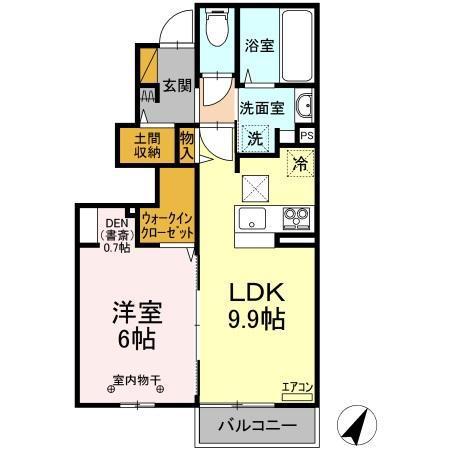 SOLARIE MIDORINO V(1LDK/1階)の間取り写真