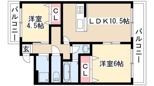 春里ハイツ(2LDK/4階)の間取り写真