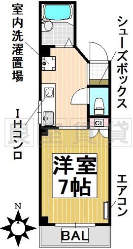 メゾン一番舘(1K/3階)の間取り写真
