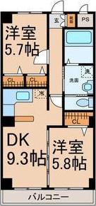 クレセール松岡Ⅱ(2DK/3階)の間取り写真