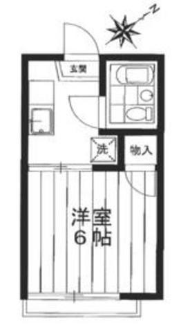 シテムサシノ(1DK/1階)の間取り写真