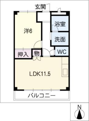 ヴィラージュA(1LDK/1階)の間取り写真