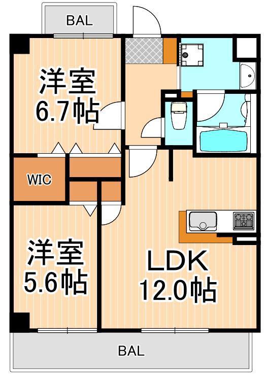 ステラフォレスト(2LDK/3階)の間取り写真