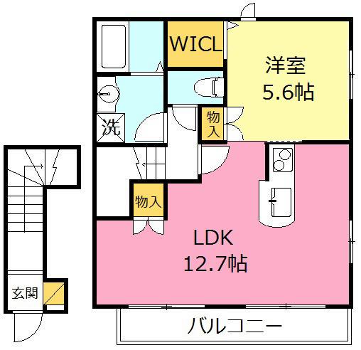 ヒルマイナ(1LDK/2階)の間取り写真