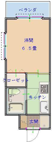 トーマス壺屋(1K/2階)の間取り写真
