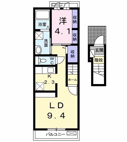 ハッピーハウス(1LDK/2階)の間取り写真