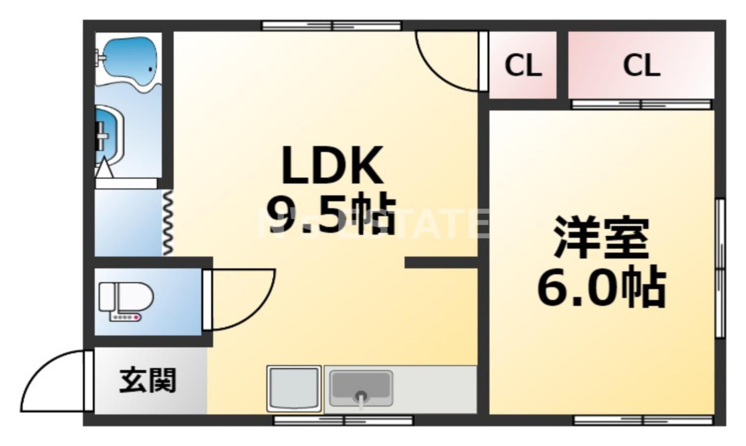 ヒルビュー神田(1DK/2階)の間取り写真