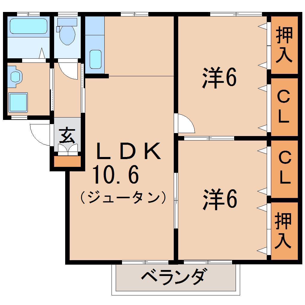 ノーブルA(2LDK/2階)の間取り写真
