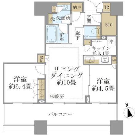 白金ザ・スカイ イースト(2LDK/12階)の間取り写真