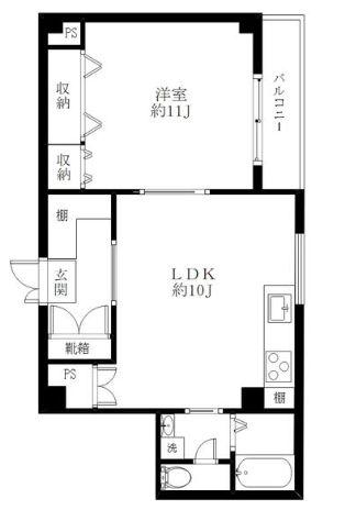メヌエット白金(1LDK/2階)の間取り写真