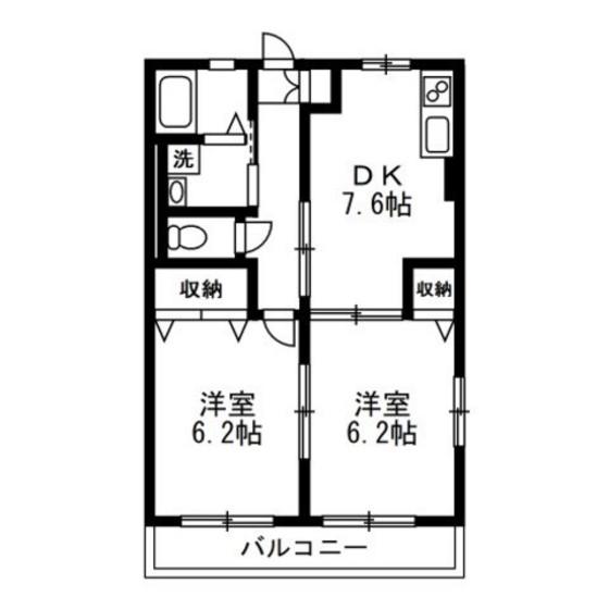 アドバンス乙多見B(2DK/2階)の間取り写真