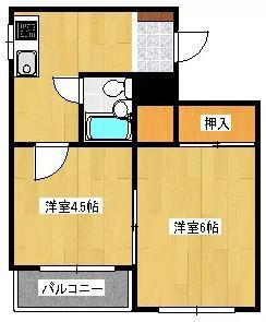 メゾンルミエール(2K/2階)の間取り写真