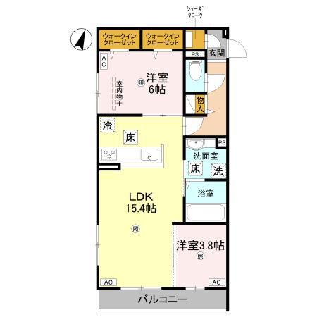 グランヴェールVII(2LDK/1階)の間取り写真