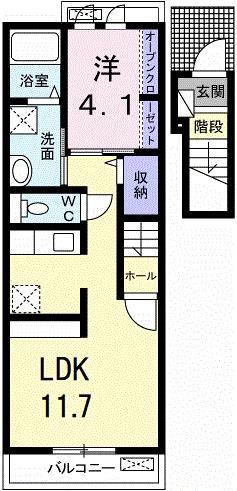 山陽電鉄本線 亀山駅(兵庫) 徒歩13分 2階建 築10年(1LDK/2階)の間取り写真