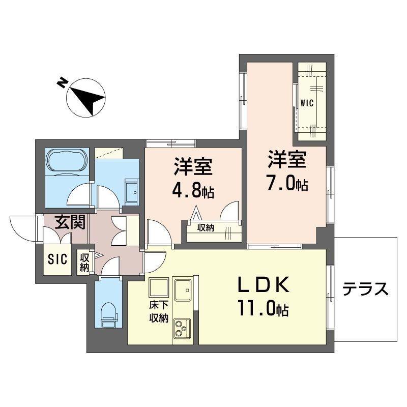 COURT ZOSHIGAYA(2LDK/1階)の間取り写真
