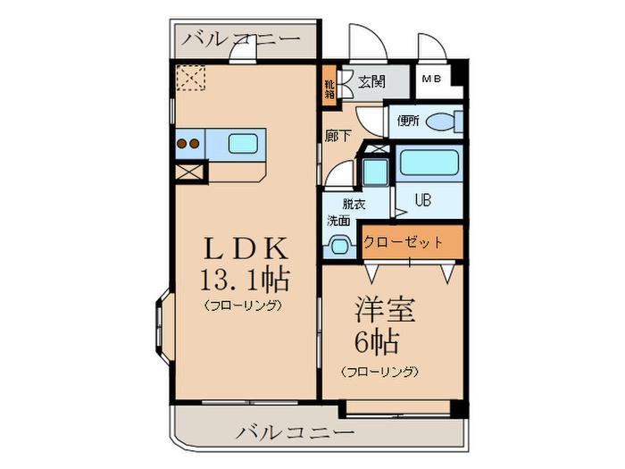 ホープSパレス(1LDK/3階)の間取り写真