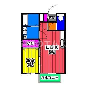 ロイヤルコート東那珂(1LDK/2階)の間取り写真