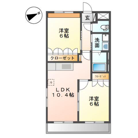 SAN VILLAGE(2LDK/2階)の間取り写真