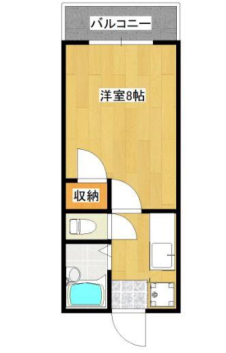 ロゼーヌ城西(1K/4階)の間取り写真