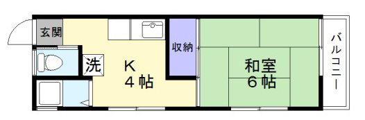 宮城荘(1DK/2階)の間取り写真