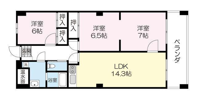 アーバンスクエア五橋(2LDK/6階)の間取り写真
