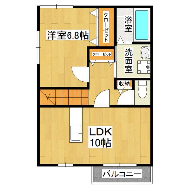 FUKUハイツ(1LDK/2階)の間取り写真
