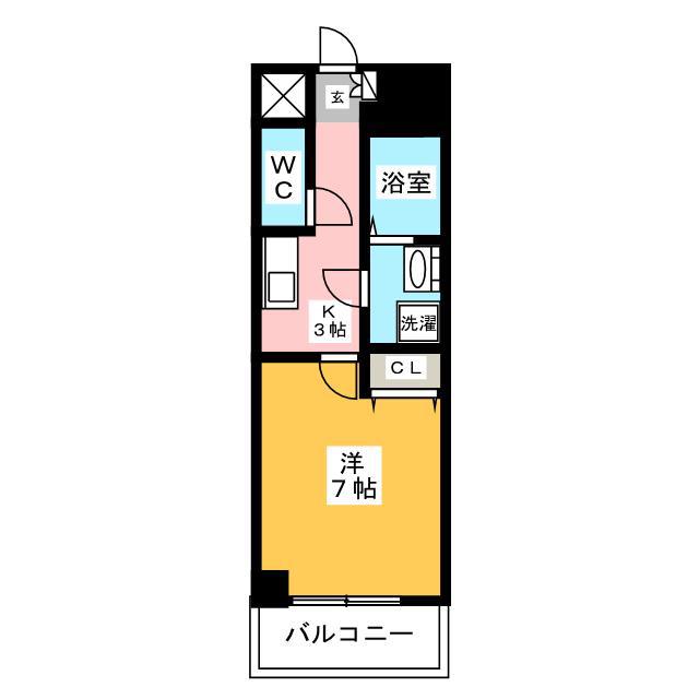 エステムプラザ博多駅南(1K/3階)の間取り写真