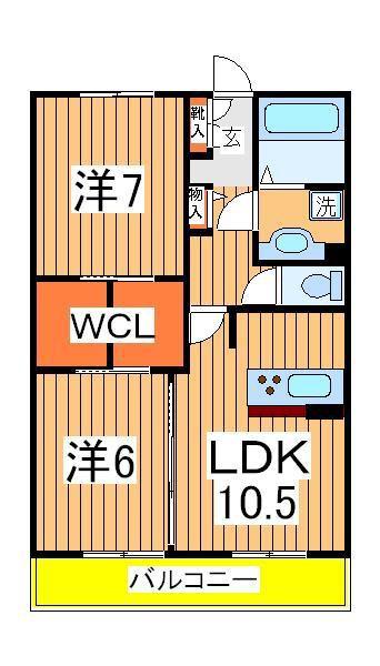 ティアレス Ⅰ(2LDK/3階)の間取り写真