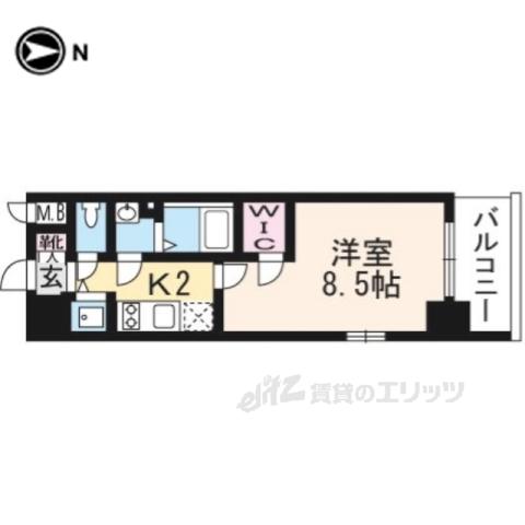 エスプレイス京都RAKUNAN(1K/4階)の間取り写真
