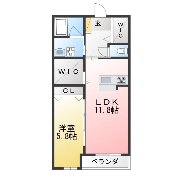 グランスタジオ安西(1LDK/4階)の間取り写真