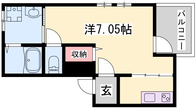 フィオーレ加古川(ワンルーム/2階)の間取り写真