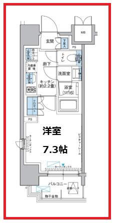 プラネソシエ西新井(1K/6階)の間取り写真