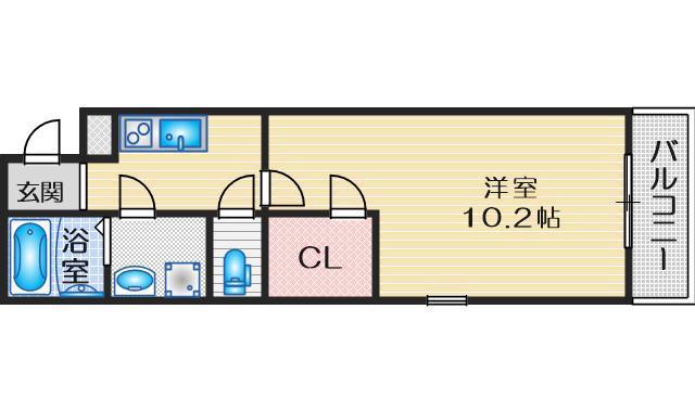 フジパレス吹田イーストI番館(1K/2階)の間取り写真
